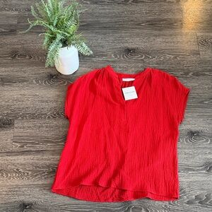 NWT Lush Vibrant Red Blouse Beachy